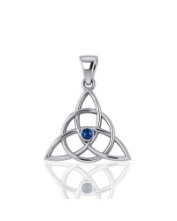 Triquetra Silver Azurite Gemstone Pendant