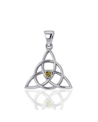 Triquetra Silver Citrine Gemstone Pendant