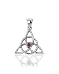 Triquetra Silver Garnet Gemstone Pendant