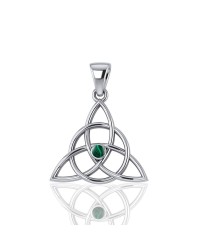 Triquetra Silver Malachite Gemstone Pendant