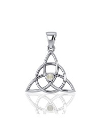 Triquetra Silver Mother of Pearl Gemstone Pendant