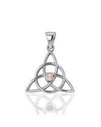 Triquetra Silver Pink Shell Gemstone Pendant