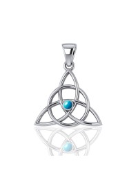 Triquetra Silver Turquoise Gemstone Pendant