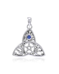 Triquetra Sun Moon & Stars with Sapphire Pendant