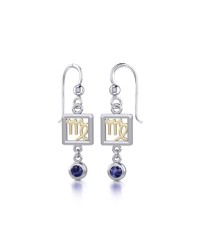 Virgo Zodiac Sign Earrings with Sapphire