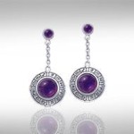 Wheel of the Year Silver Earrings with Amethyst