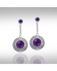 Wheel of the Year Silver Earrings with Amethyst