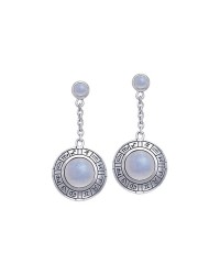 Wheel of the Year Silver Earrings with Rainbow Moonstone