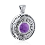 Wheel of the Year Silver Pendant with Amethyst