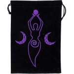 Moon Goddess Embroidered Velvet Pouch