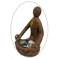 Yoga Lotus Goddess Volcanic Stone Statue