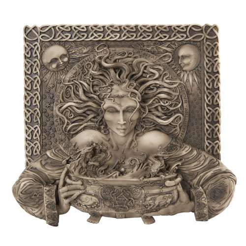 Cerridwen Cauldron Celtic Goddess 9 Inch Stone Finish Plaque, Wicca, Pagan