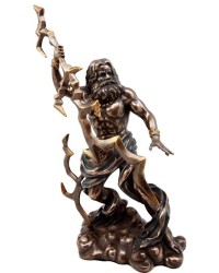 Zeus Greek King of Gods with Thunderbolt Bronze Statue