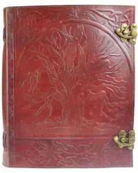 Tree of Life Leather Blank Book with Latch - 10 x 13