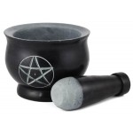 Pentacle Black Soapstone Mortar & Pestle Set