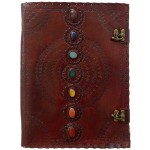 7 Chakra Stones Leather Blank Journal - 13 Inches