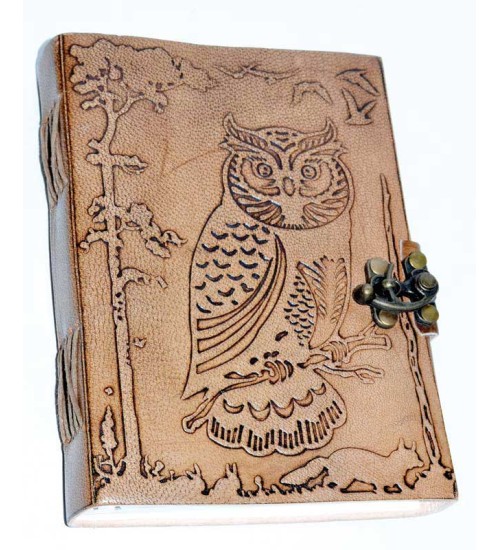 Mystic Owl Leather Blank 7 Inch Journal with Latch