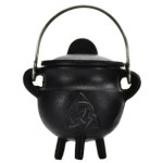 Triquetra Cast Iron Mini Cauldron with Lid