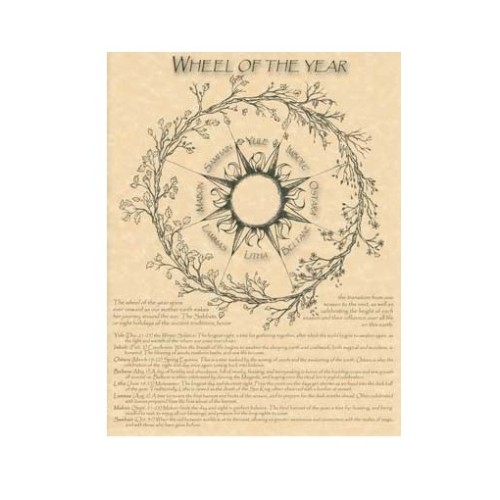 Wheel of the Year Color Me Parchment Poster - Pagan, Wicca